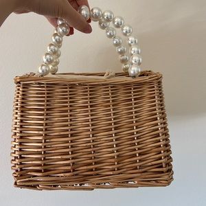 Pearl bamboo basket purse